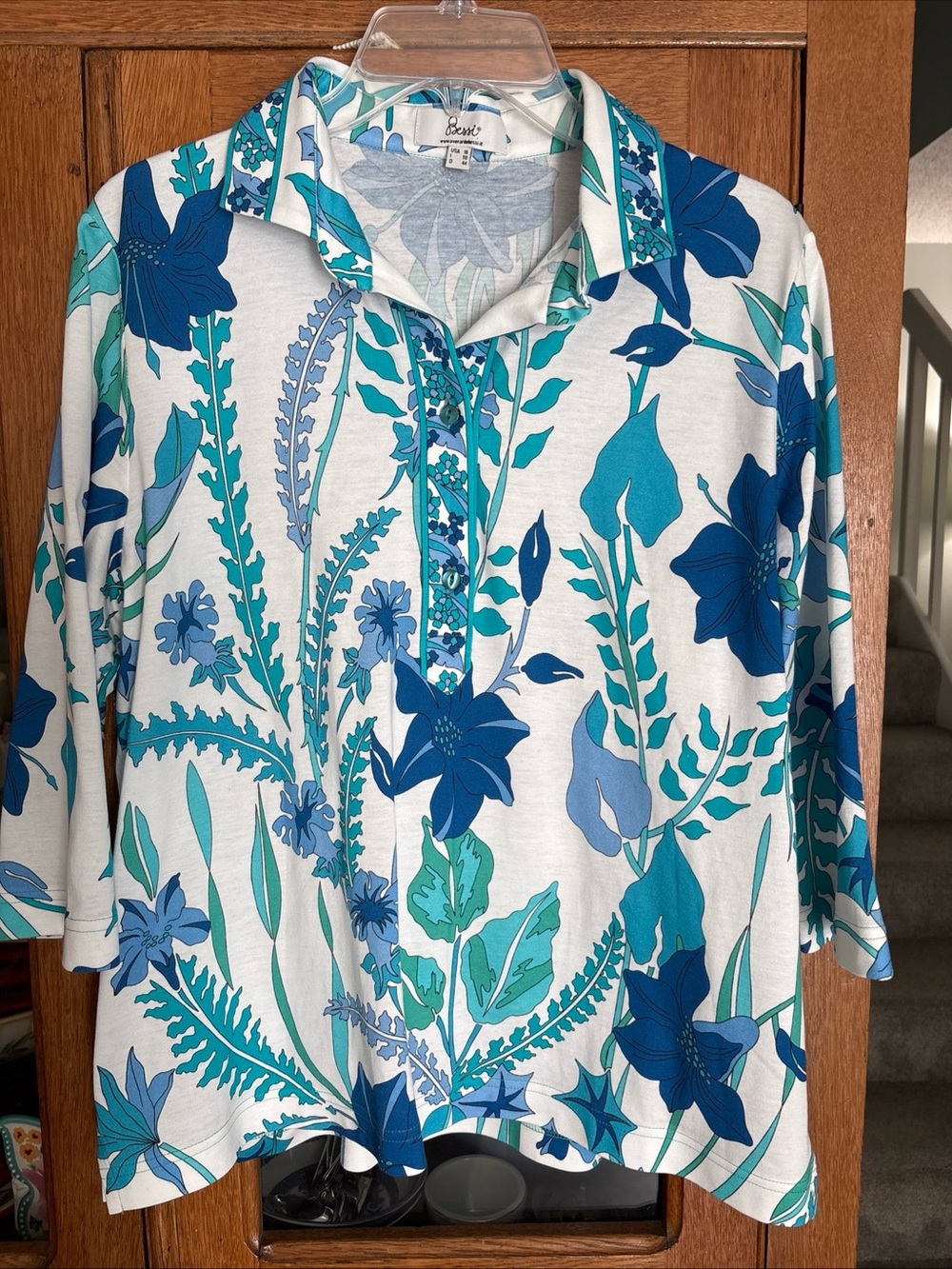 Averardo Bessi Blue & Teal Floral Top